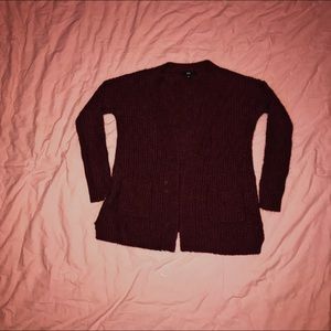 maroon cardigan
